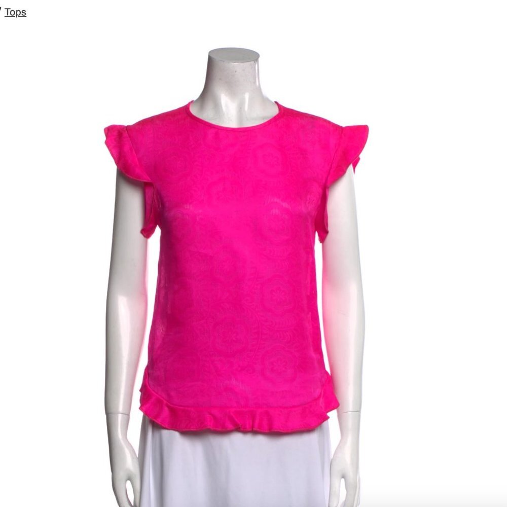ISABEL MARANT Silk Crew Neck Blouse HOT PINK SILK US4 FR36 NWOT